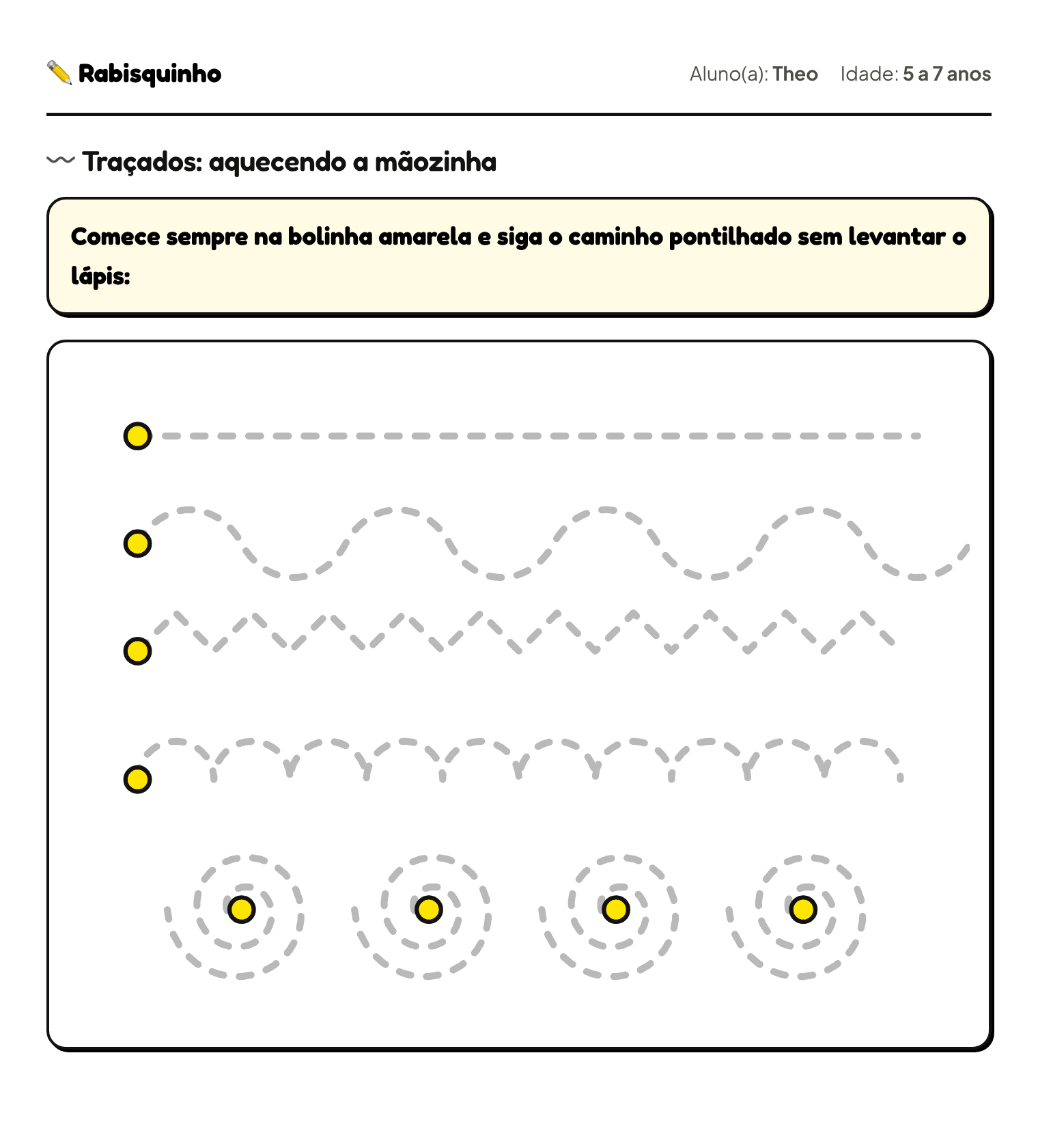 Folha de atividade: Traçados